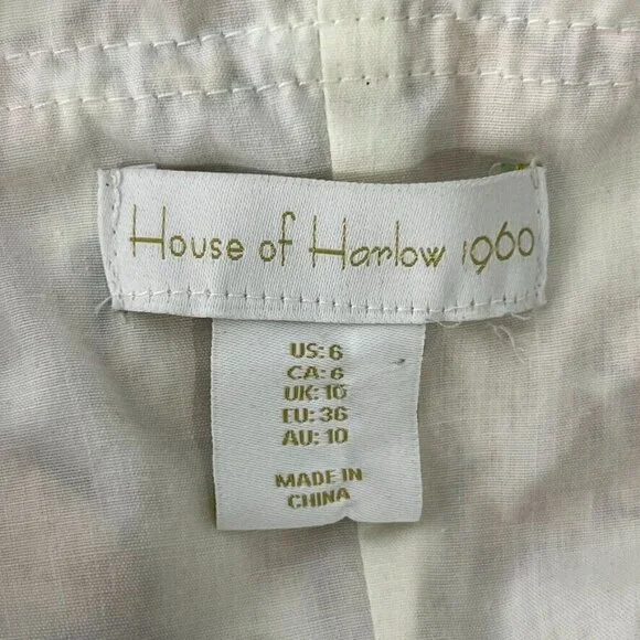 House Of Harlow 1960 Linen Blend Floral Print Sleeveless Romper Size 6 Women - Picture 5 of 12